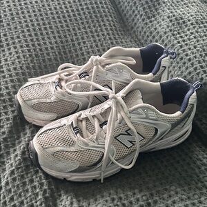 New Balance Women's White and Navy Athletic Sneakers